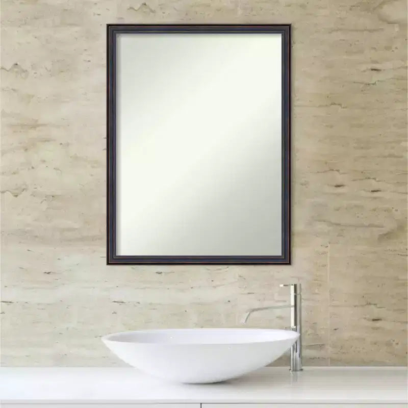 Specchio da parete rettangolare – Cornice in legno bronzo scuro, 49,5 cm x 64,8 cm
