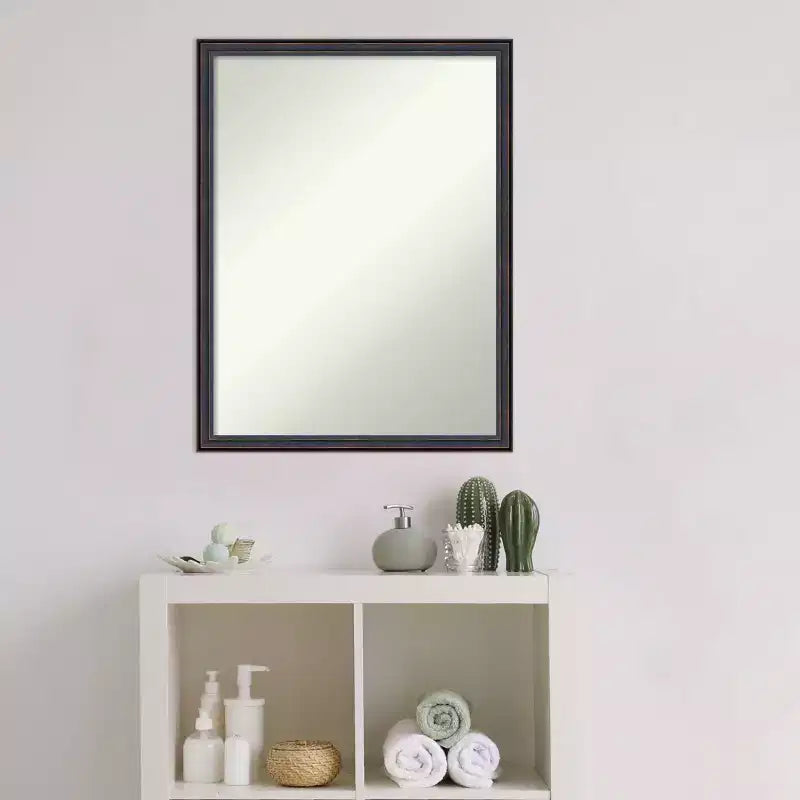 Specchio da parete rettangolare – Cornice in legno bronzo scuro, 49,5 cm x 64,8 cm