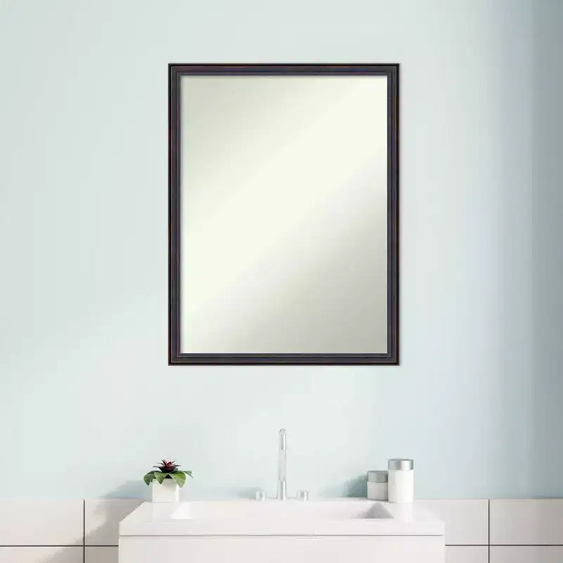 Specchio da parete rettangolare – Cornice in legno bronzo scuro, 49,5 cm x 64,8 cm