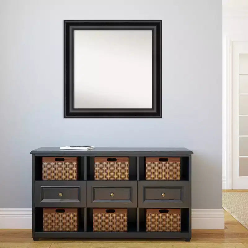 Specchio da parete quadrato da 31,75" senza smussatura con cornice nera