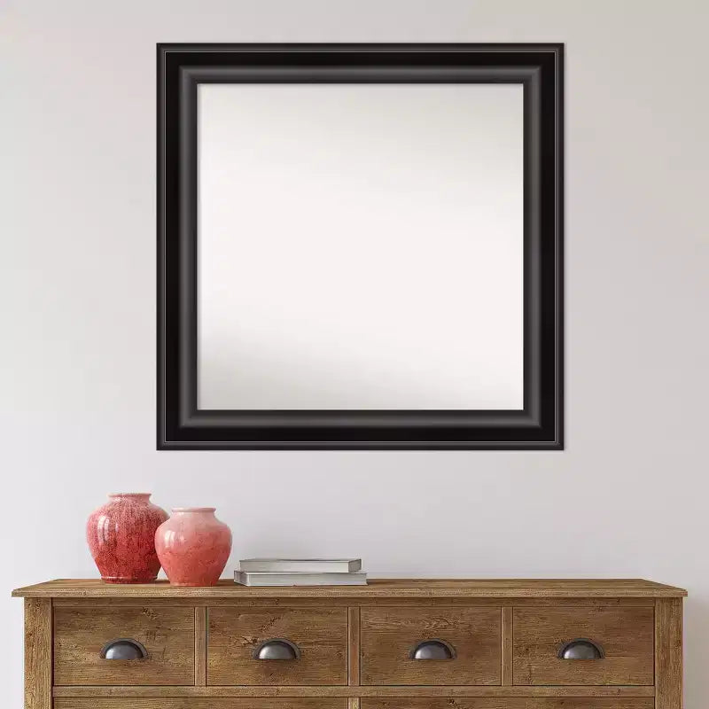 Specchio da parete quadrato da 31,75" senza smussatura con cornice nera