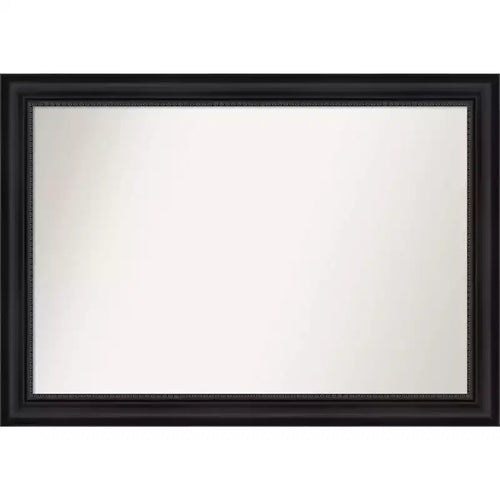 41" x 29" Non-Beveled Astor Black Wall Mirror - Amanti Art: Modern Rectangular Polystyrene Frame, Includes Mounting Hardware