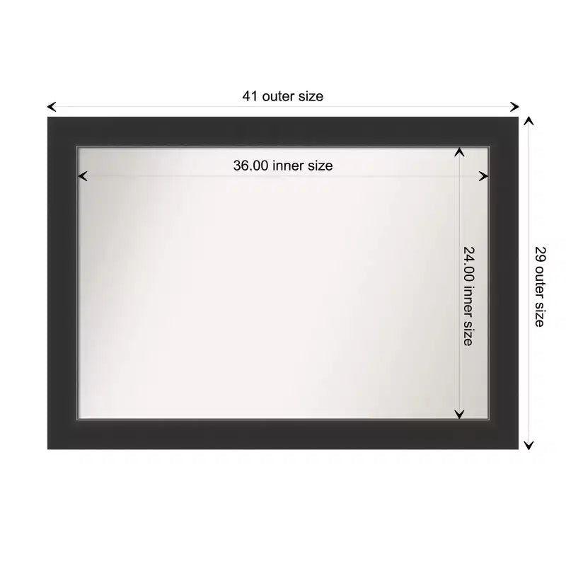 Specchio da parete rettangolare 41" x 29" con cornice in legno nero opaco