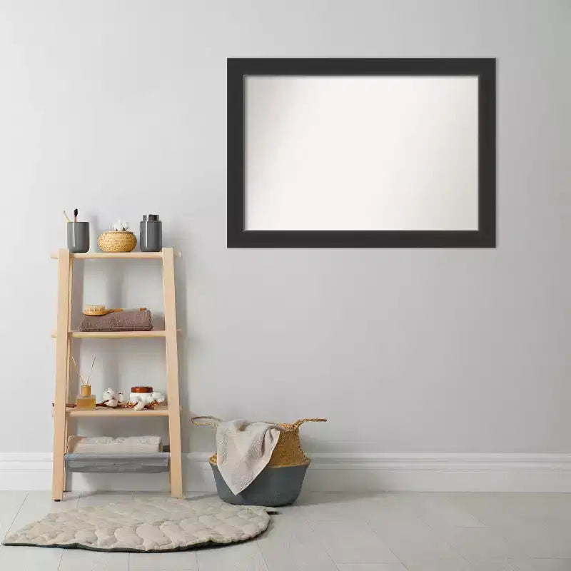 Specchio da parete rettangolare 41" x 29" con cornice in legno nero opaco