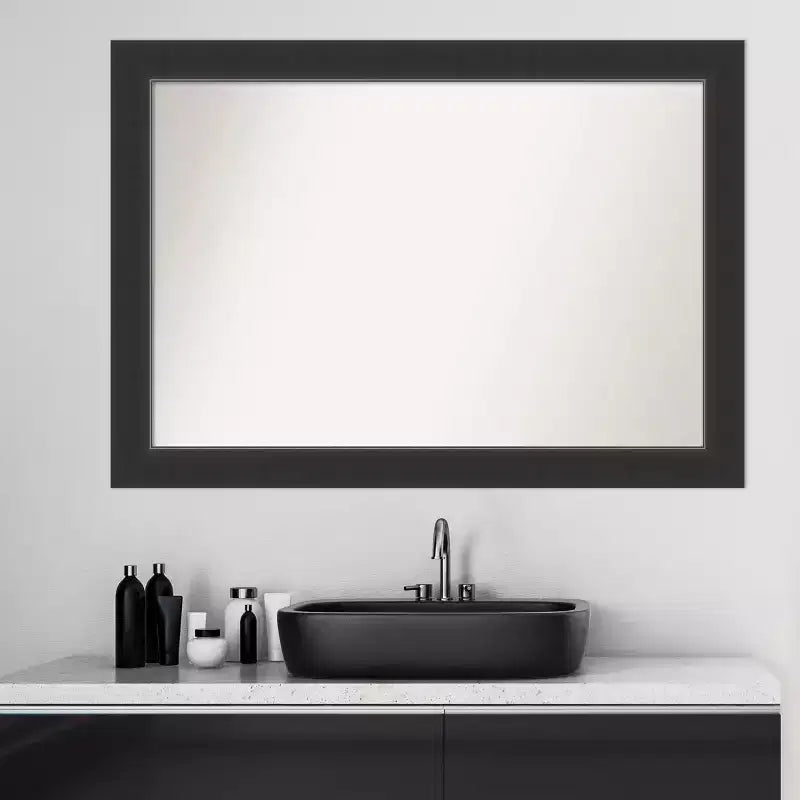Specchio da parete rettangolare 41" x 29" con cornice in legno nero opaco