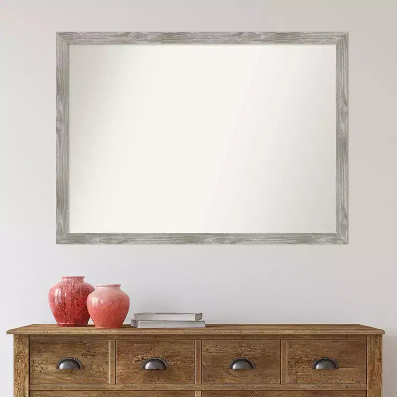 Specchio da parete rettangolare incorniciato da 40,5" x 29,5" con finitura lavata grigia