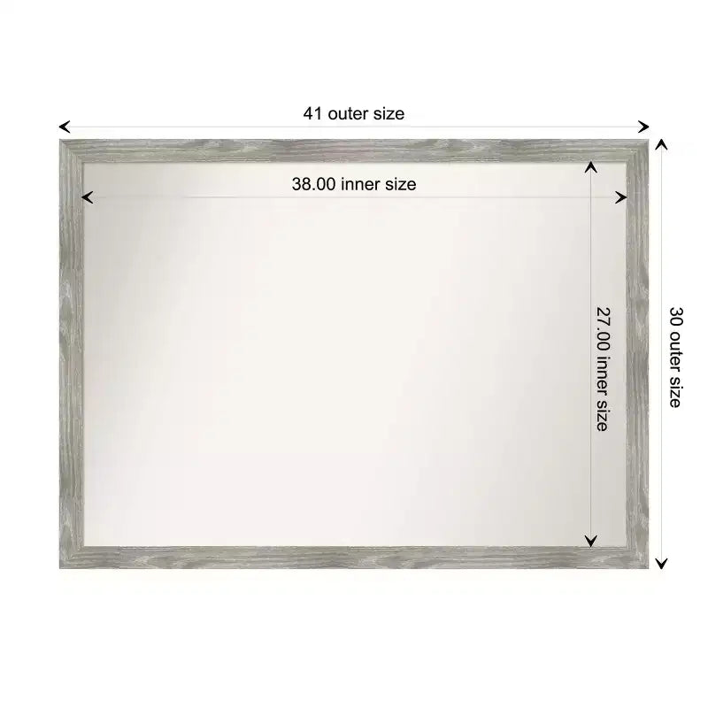 Specchio da parete rettangolare incorniciato da 40,5" x 29,5" con finitura lavata grigia