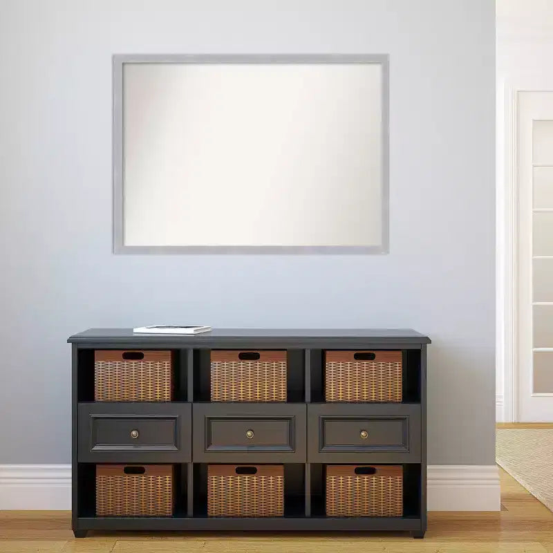 Specchio da parete rettangolare con cornice in nichel spazzolato, 40" x 29"