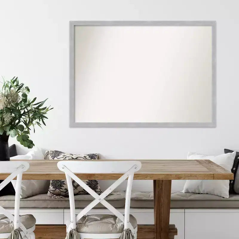 Specchio da parete rettangolare con cornice in nichel spazzolato, 40" x 29"
