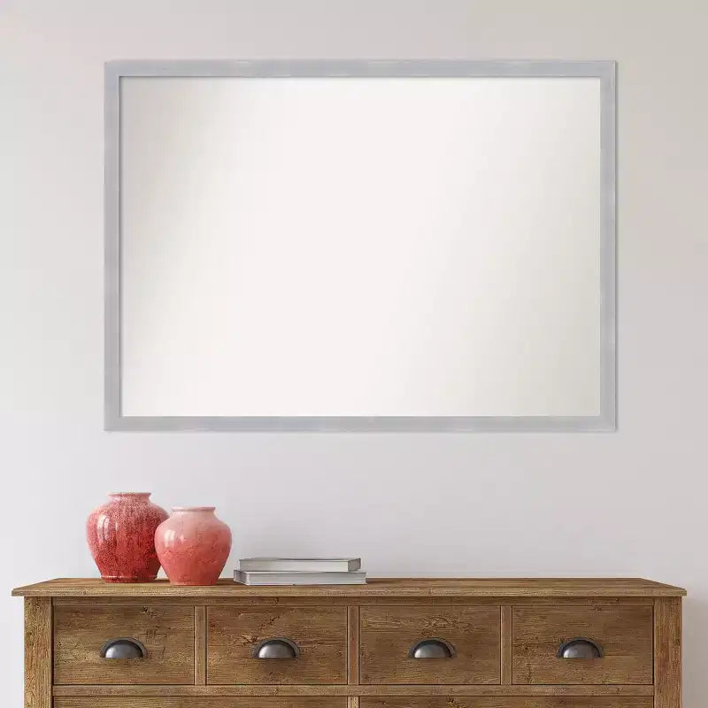 Specchio da parete rettangolare con cornice in nichel spazzolato, 40" x 29"