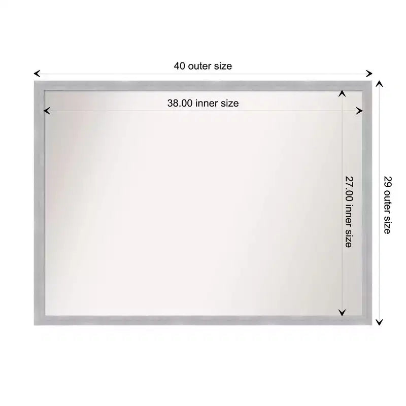 Specchio da parete rettangolare con cornice in nichel spazzolato, 40" x 29"