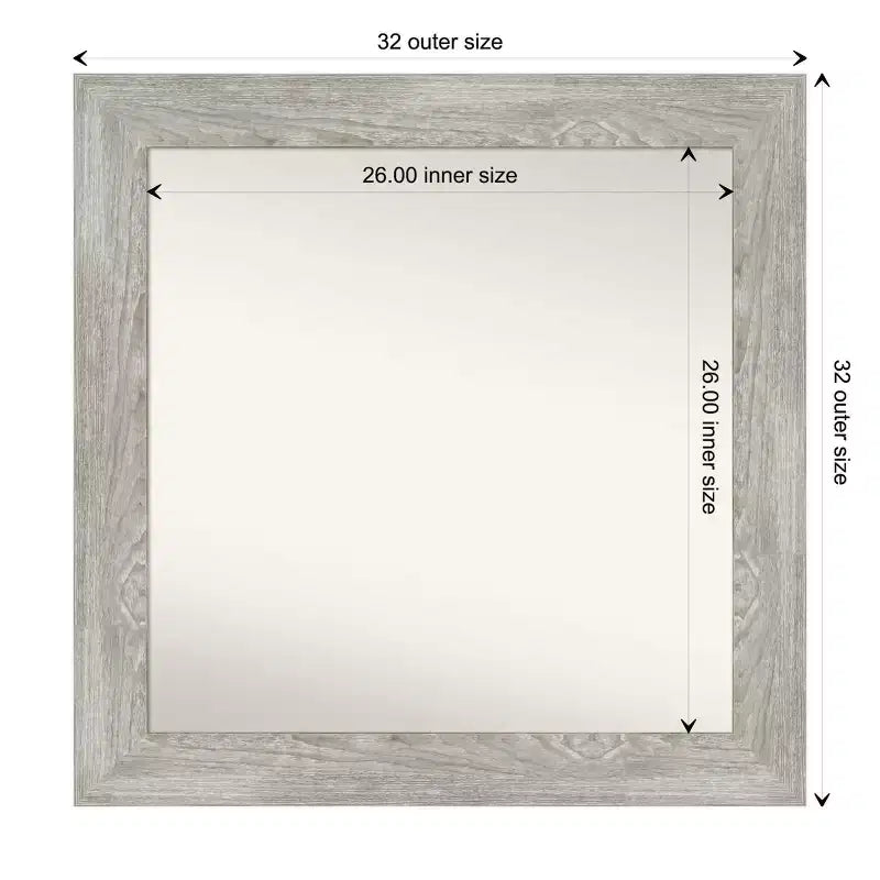 Specchio da parete quadrato 81 x 81 cm con cornice effetto legno lavato grigio