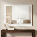 Amanti Art 43" x 32" Non-Beveled Corvino White Wood Wall Mirror : Modern Rectangular Design, Includes Mounting Hardware
