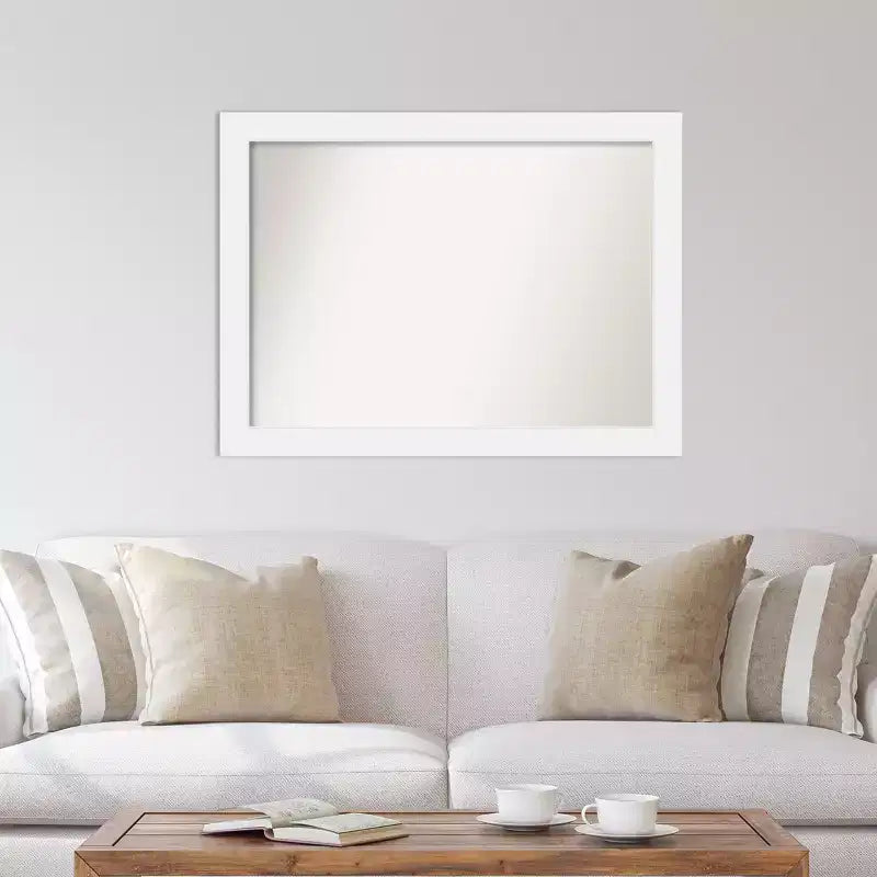 Specchio da parete in legno bianco non bisellato da 43" x 32" – Design moderno rettangolare