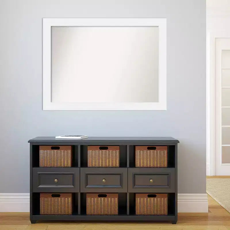 Specchio da parete in legno bianco non bisellato da 43" x 32" – Design moderno rettangolare