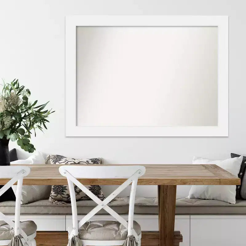 Specchio da parete in legno bianco non bisellato da 43" x 32" – Design moderno rettangolare