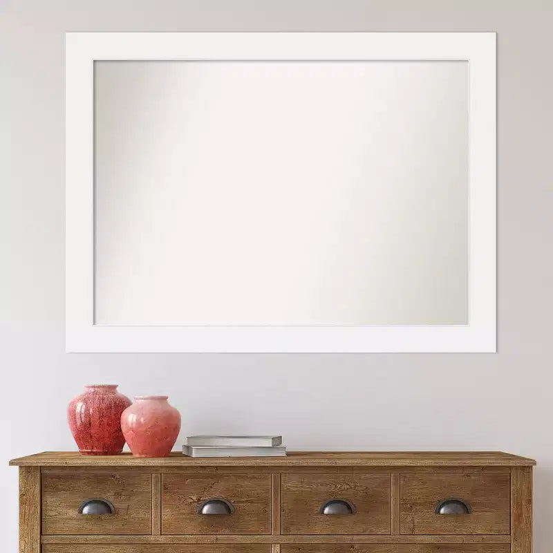 Specchio da parete in legno bianco non bisellato da 43" x 32" – Design moderno rettangolare