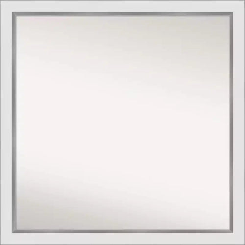 29" x 29" Non-Beveled Eva White Silver Narrow Wall Mirror - Amanti Art: Modern Square, Polystyrene Frame, Includes Mount Hardware