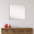 Specchio da parete quadrato con cornice stretta bianca e argentata 29" x 29"
