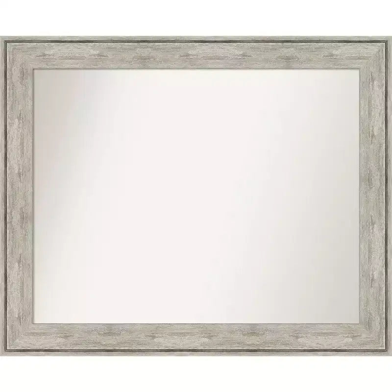 33" x 27" Non-Beveled Crackled Bathroom Wall Mirror Metallic Silver - Amanti Art: Rectangle, Polystyrene Frame, Wall Mounted