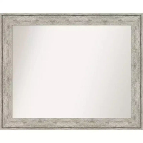 33" x 27" Non-Beveled Crackled Bathroom Wall Mirror Metallic Silver - Amanti Art: Rectangle, Polystyrene Frame, Wall Mounted
