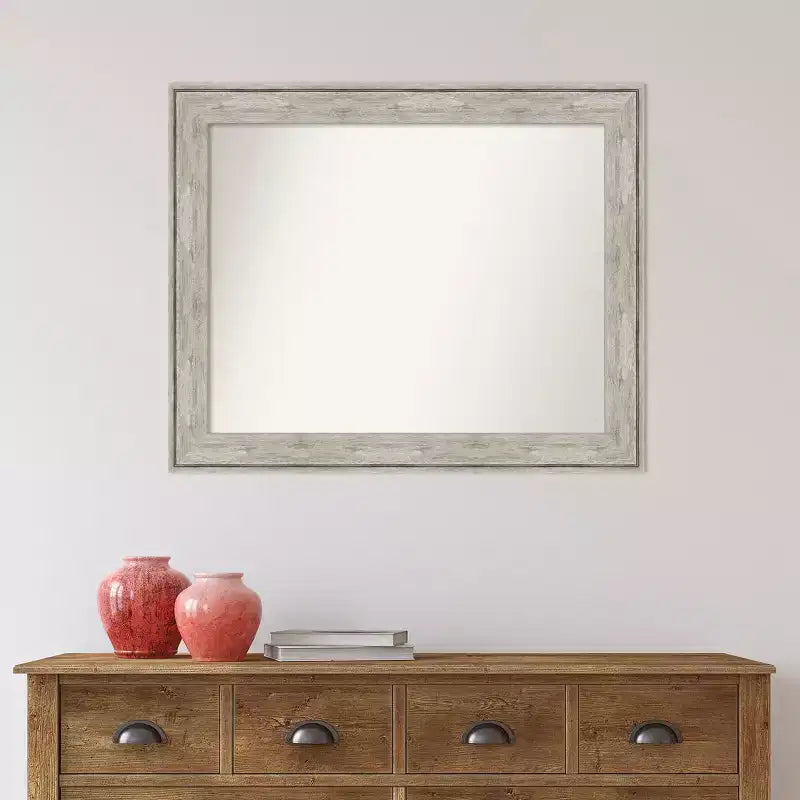Specchio da parete rettangolare 33" x 27" con cornice metallica craquelé