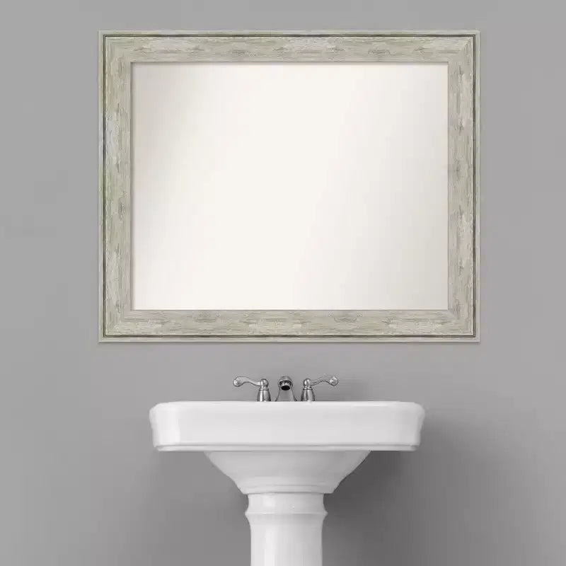 Specchio da parete rettangolare 33" x 27" con cornice metallica craquelé
