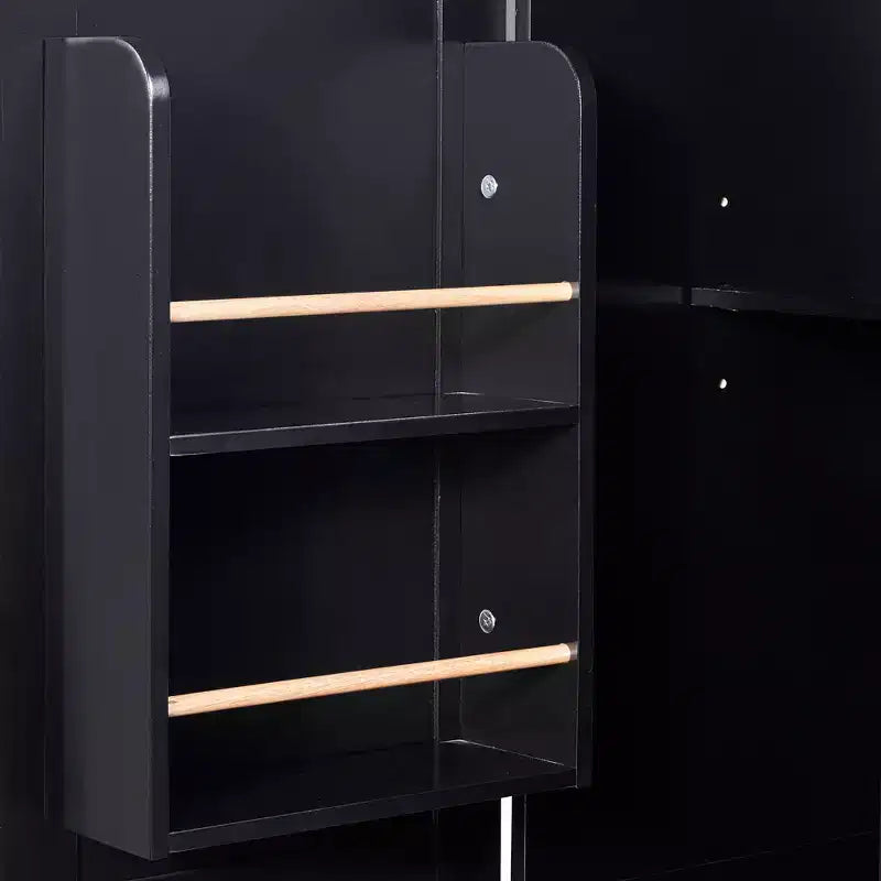 Isola da Cucina con Ruote e Contenitore – Piano in Legno di Gomma, 3 Cassetti e 2 Ripiani Estraibili
