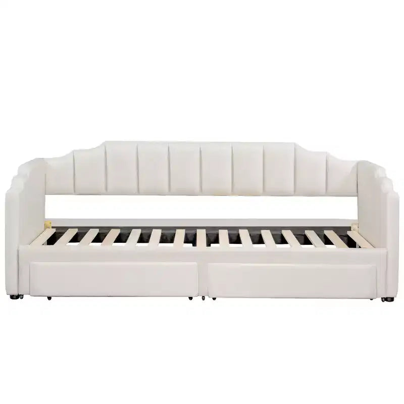Divano letto singolo XL imbottito con 2 cassetti portaoggetti, estensibile a King