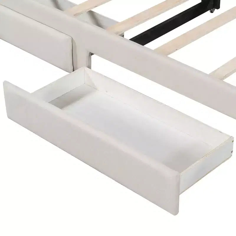 Divano letto singolo XL imbottito con 2 cassetti portaoggetti, estensibile a King