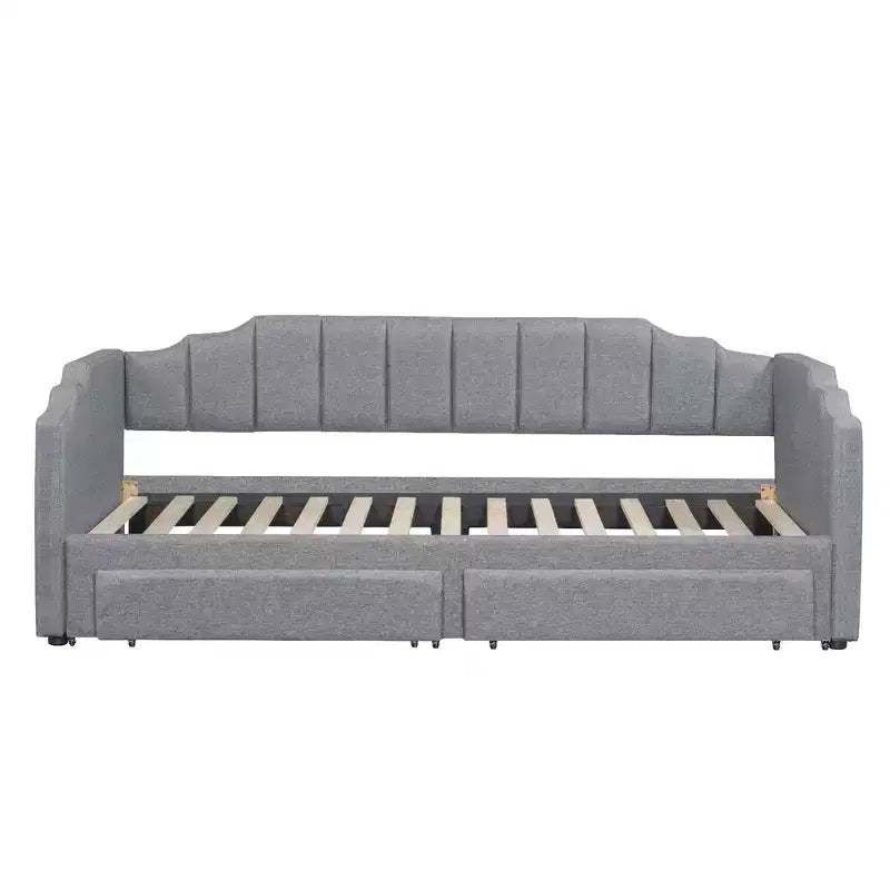 Divano letto singolo XL imbottito con 2 cassetti portaoggetti, estensibile a King