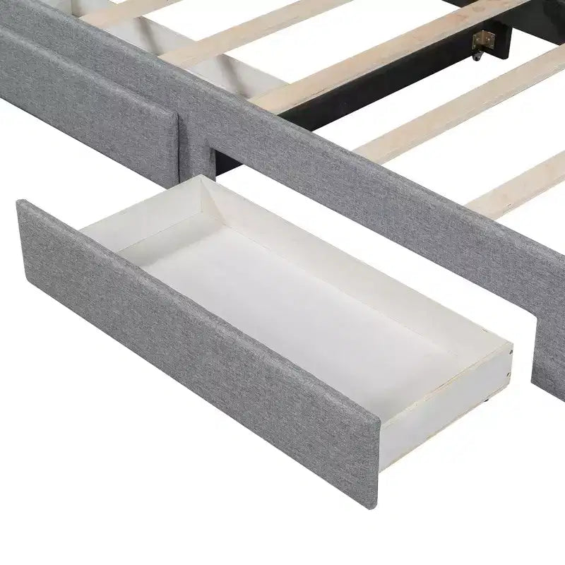 Divano letto singolo XL imbottito con 2 cassetti portaoggetti, estensibile a King