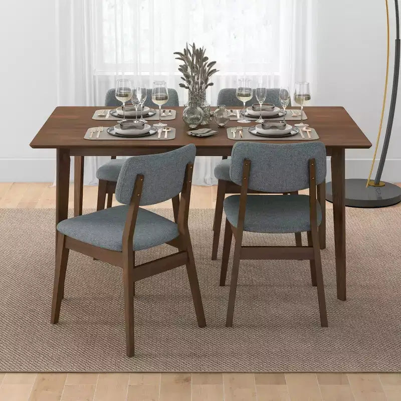 Tavolo da pranzo in legno massello Mid-Century, 4-6 posti, finitura marrone