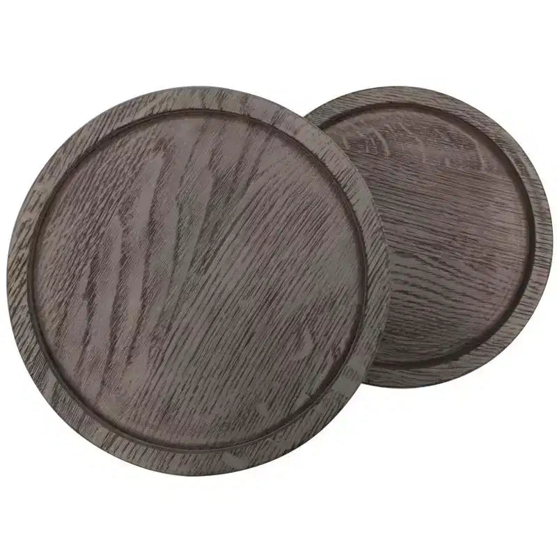 Tavolino Rotondo con Doppio Vassoio – Legno Massello di Mango e Ferro
