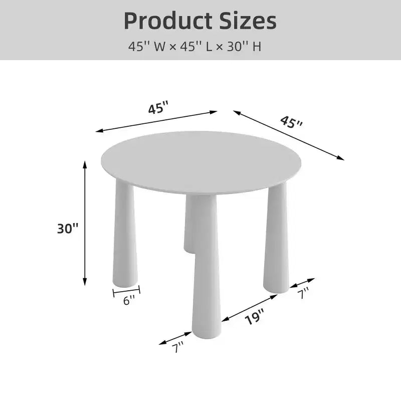 Tavolo da pranzo rotondo da 114 cm per 4 persone – Legno nero, base a 4 gambe