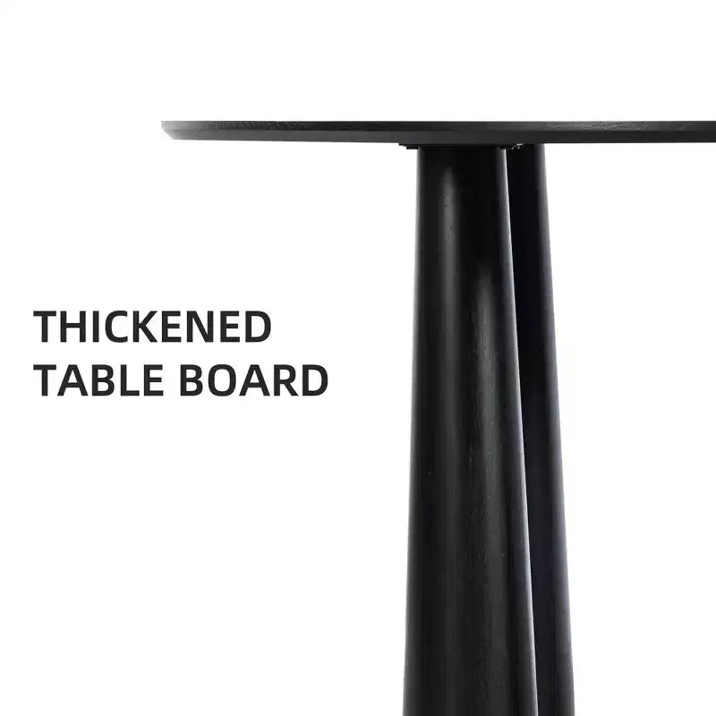 Tavolo da pranzo rotondo da 114 cm per 4 persone – Legno nero, base a 4 gambe