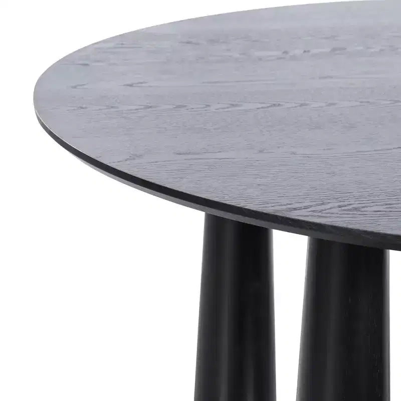 Tavolo da pranzo rotondo da 114 cm per 4 persone – Legno nero, base a 4 gambe
