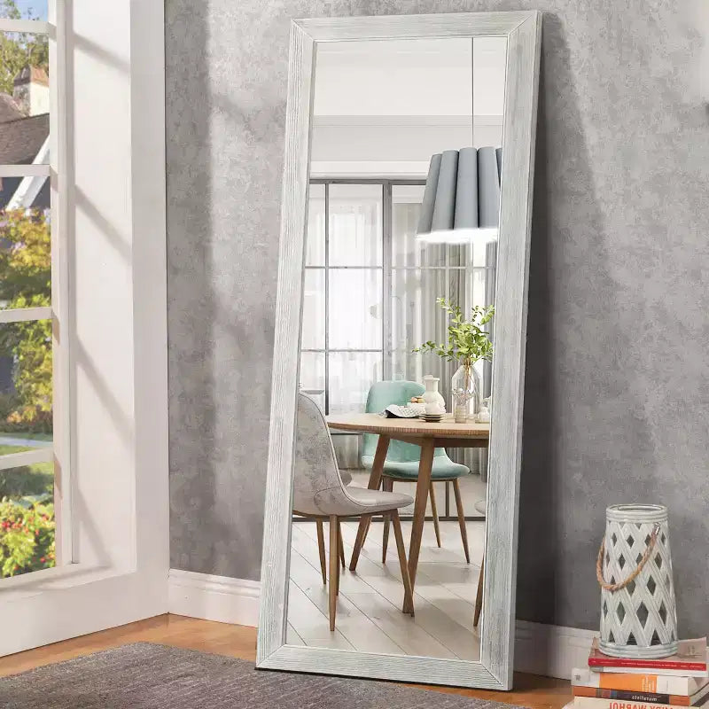 Specchio a figura intera con supporto – 162x53cm, Cornice in legno massello, Vetro temperato
