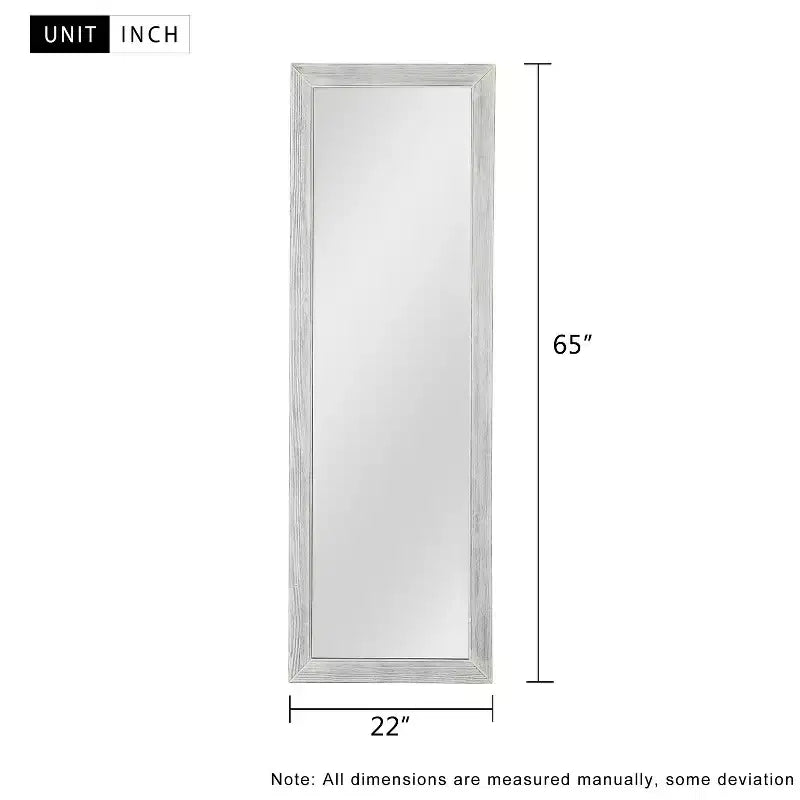 Specchio a figura intera con supporto – 162x53cm, Cornice in legno massello, Vetro temperato