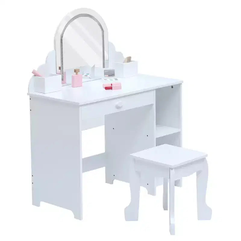 Tavolino da trucco per bambini con specchio illuminato e sgabello