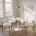 Homy Casa Set of 4 Teddy Upholstered Dining Chair Set with Metal Legs for Small Space, Holiday Gathering, New Year Refresh, White
