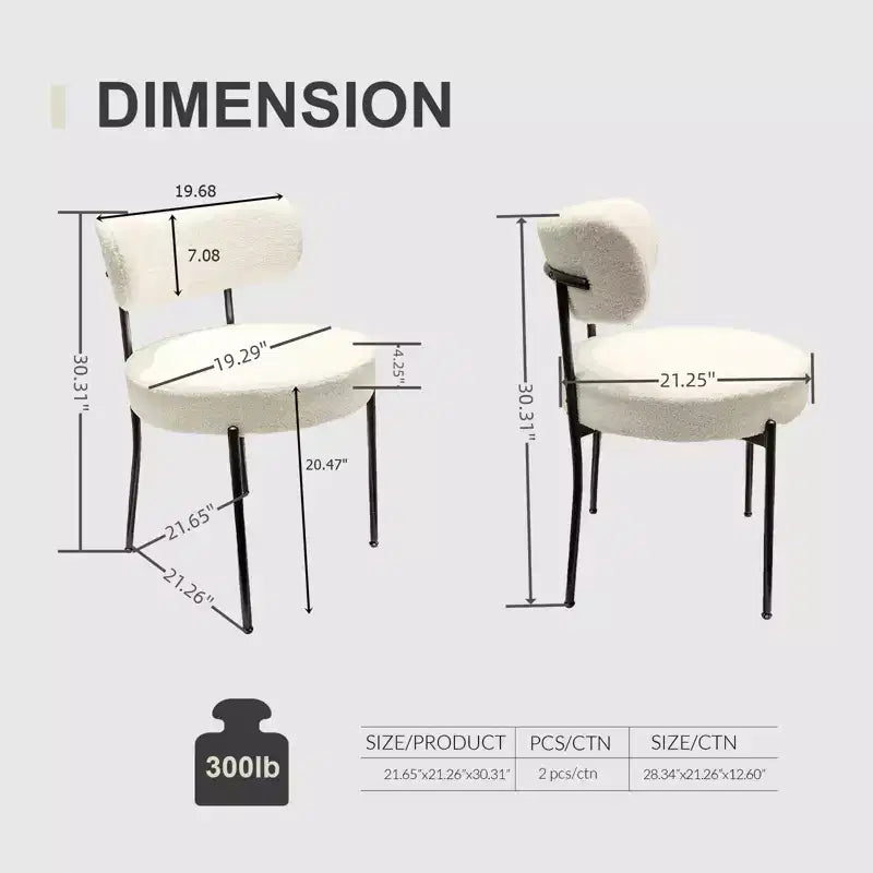 Set di 4 sedie da pranzo imbottite con gambe in metallo