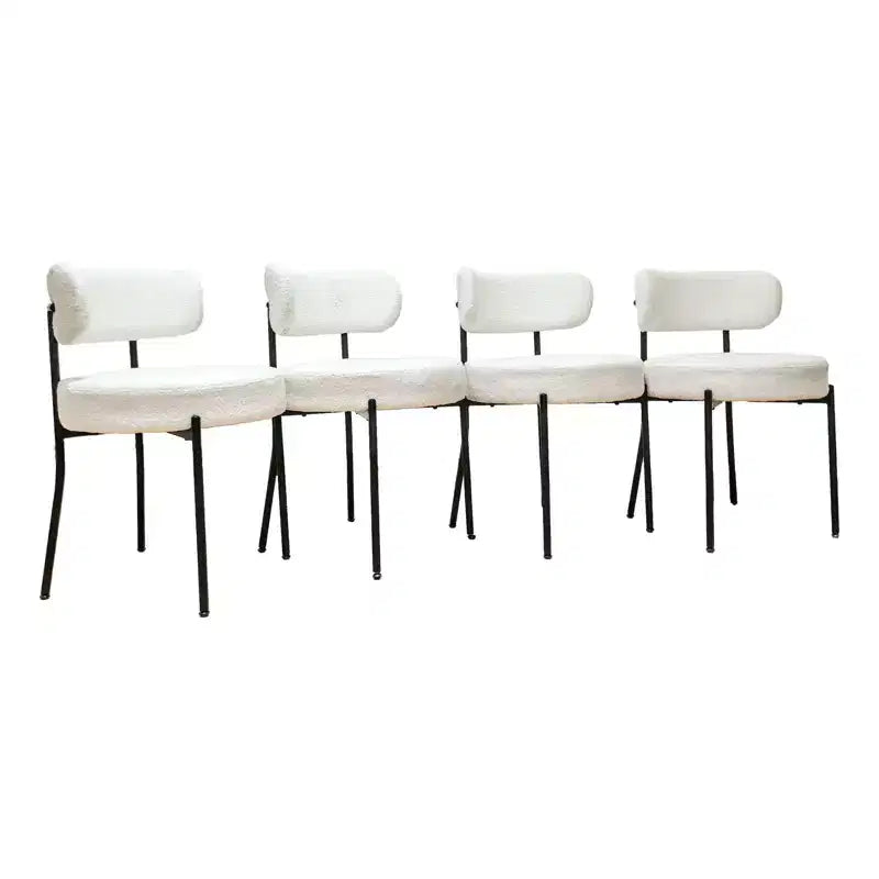 Set di 4 sedie da pranzo imbottite con gambe in metallo