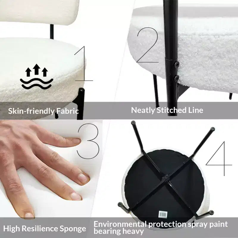 Set di 4 sedie da pranzo imbottite con gambe in metallo