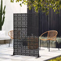 MAYEERTY 72 inch Room Divider Black Galvanized Metal Rectangle Frame Privacy Screen Garden Fence Patio