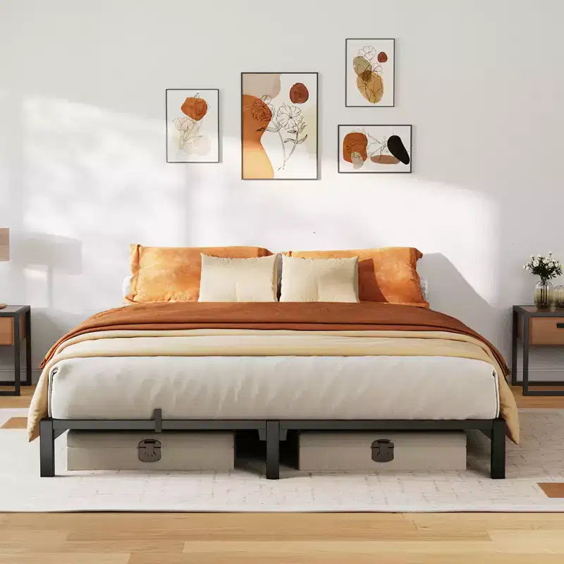 Base letto a piattaforma matrimoniale King Size in metallo – 10 pollici, capacità 360 kg