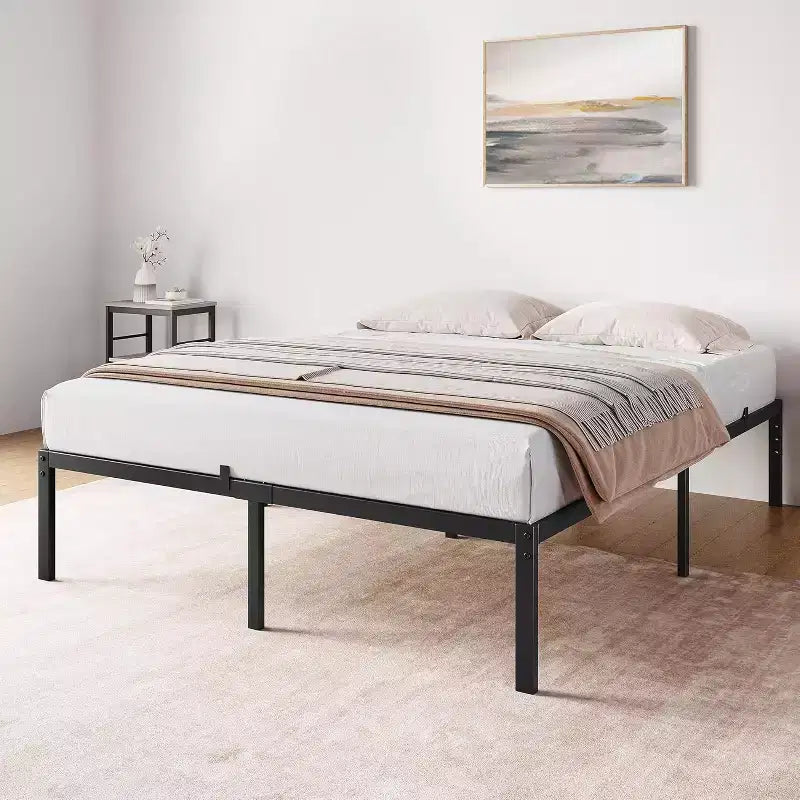 Struttura Letto a Piattaforma in Metallo con Contenitore Sottoletto — Nessuna Rete a Molle Necessaria