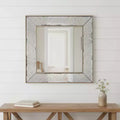 Specchio da parete quadrato in metallo invecchiato con cornice 18"