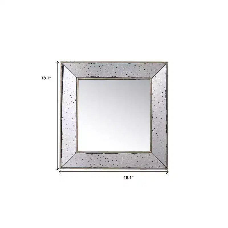Specchio da parete quadrato in metallo invecchiato con cornice 18"