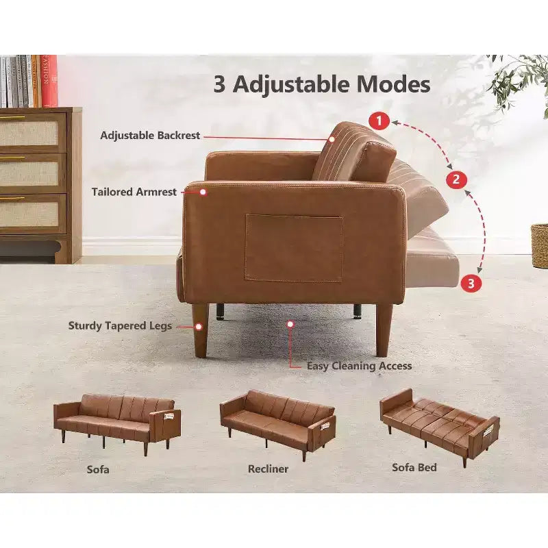 Divano Letto Futon Convertibile con Schienale Regolabile